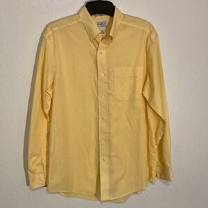 🌈 LL Bean men’s yellow gingham check long sleeve dress shirt M traditional fit